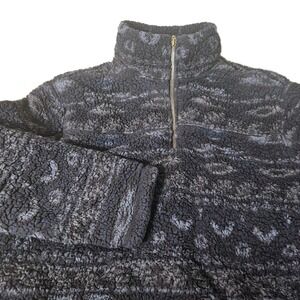 Alpine Sherpa Men's Navy Blue Fleece Aztec Print Fuzzy Jacket XL  Pockets